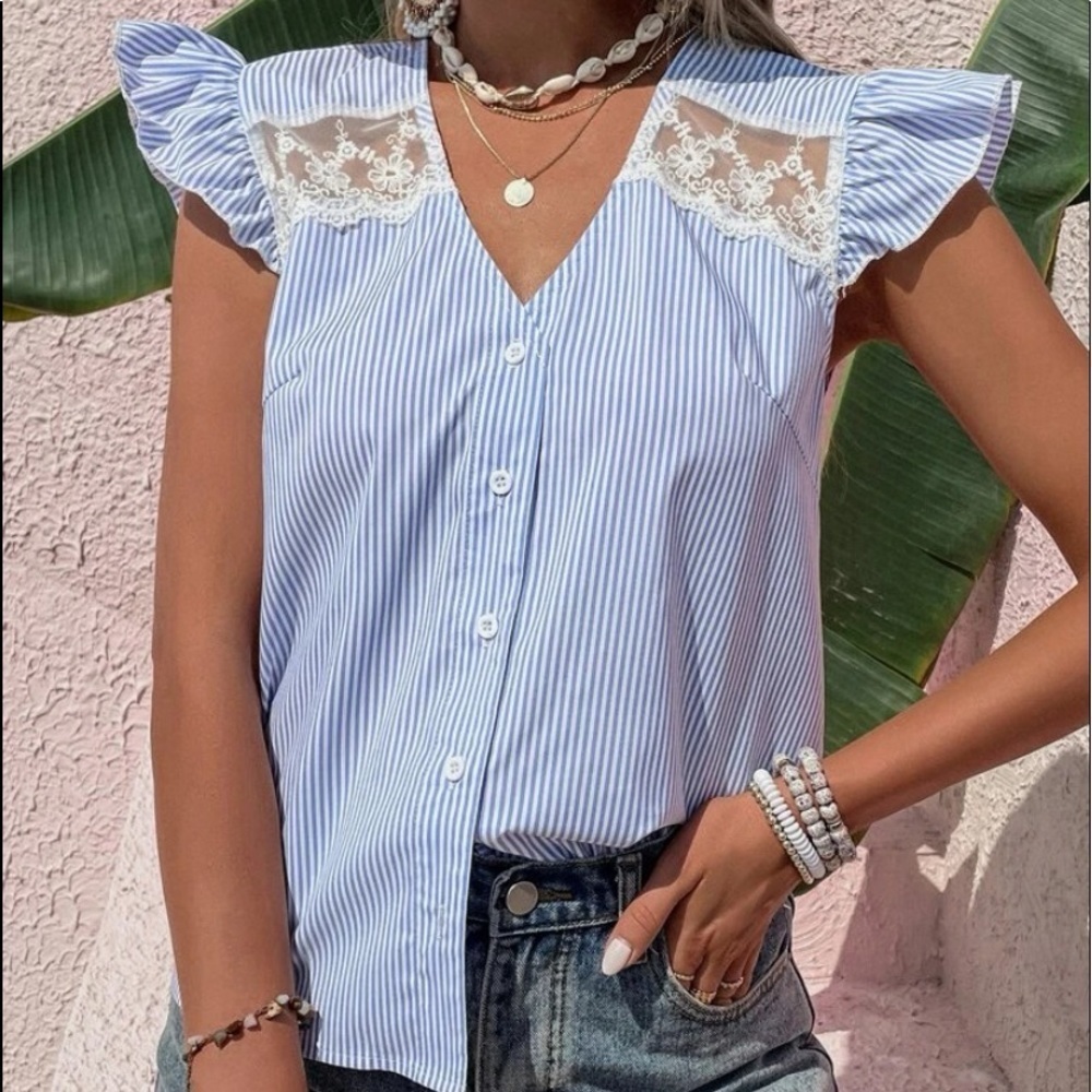 Striped shirt sleeve top